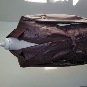 Etienne Aigner Vintage Leather Trench Coat In Burgandy/Oxblood [modern] Sz 8
